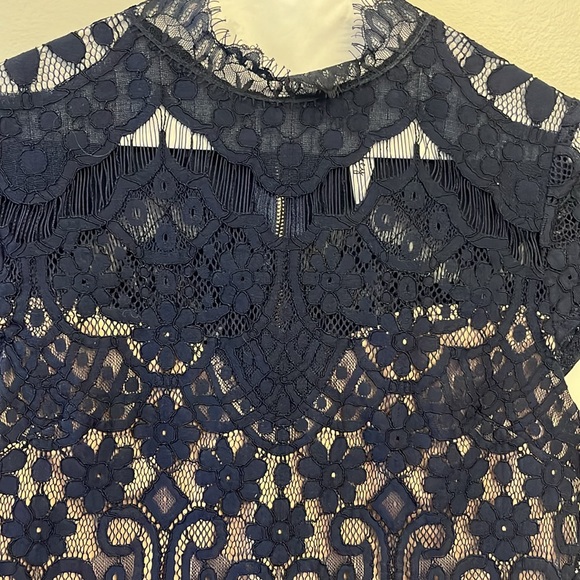 Lace crop navy blue Mendicino crop top - Picture 5 of 6